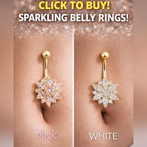 NEW GOLD AND PINK NAVEL RING- BELLY BUTTON RING